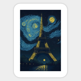 starry night paris with eiffeltower Sticker